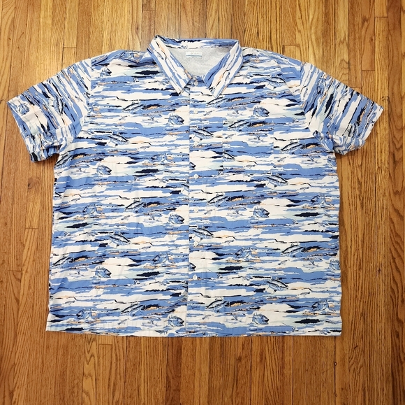 Columbia PFG Mens Button Down Shirt Size 5XL Blue Fishing - Picture 1 of 8